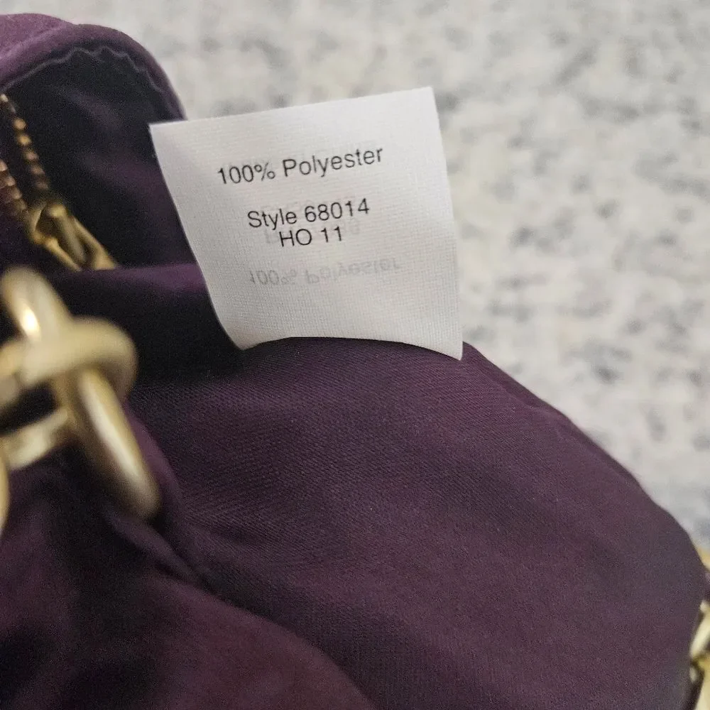 J CREW Purple Satin Foldover Evening Bag Chain Strap Clutch Purse